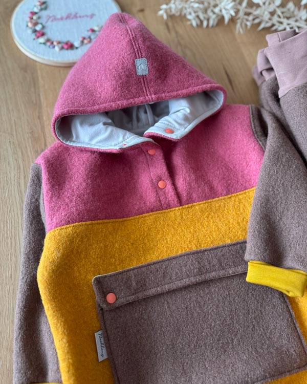 Wunsch Wollwalkhoodie Colorblocking – Bild 3
