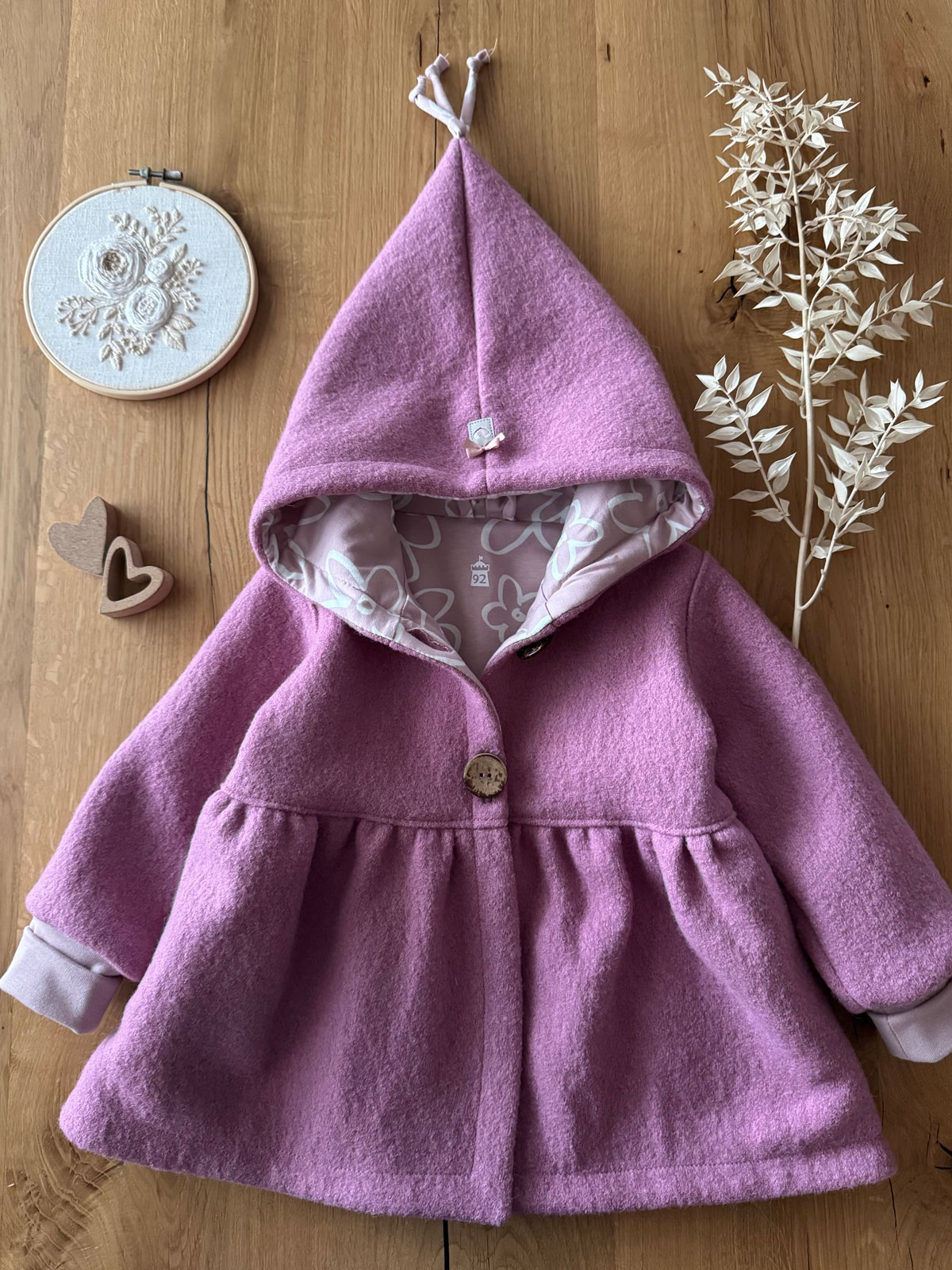 Walkjacke helles Altrosa/rosa Blumen Gr.92