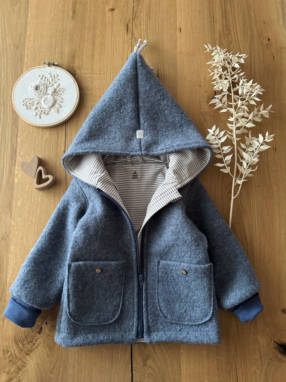 Walkjacke Rauchblau/Streifen Gr.92