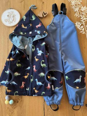 Softshellset Dino Kinder mit blauer Matschhose