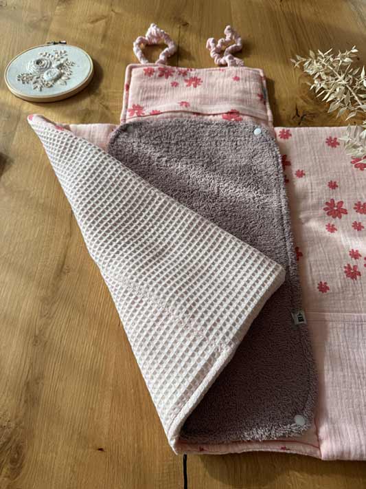 Wickeltasche VIKI Waffel Zartrosa Aussenseite