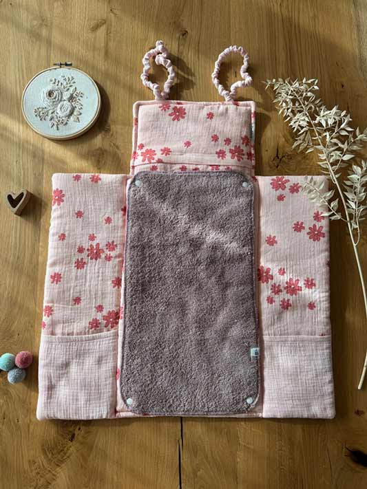 Wickeltasche VIKI Zartrosa Blumen