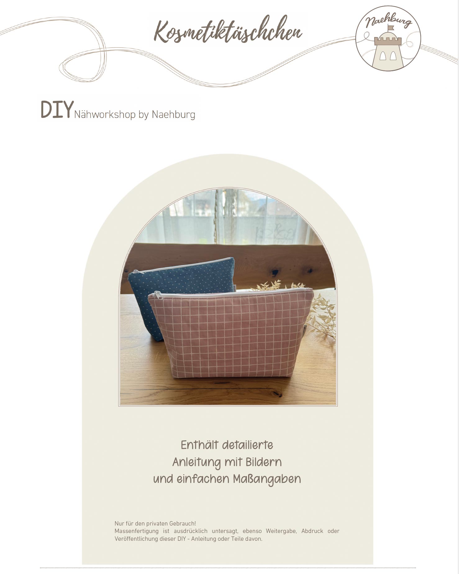Kosmetiktäschchen Nähanleitung von Naehburg