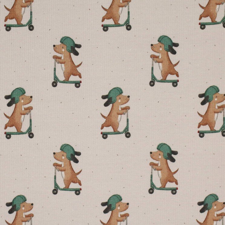 Ribjersey Hund auf Roller für Kinderkleidung von Naehburg